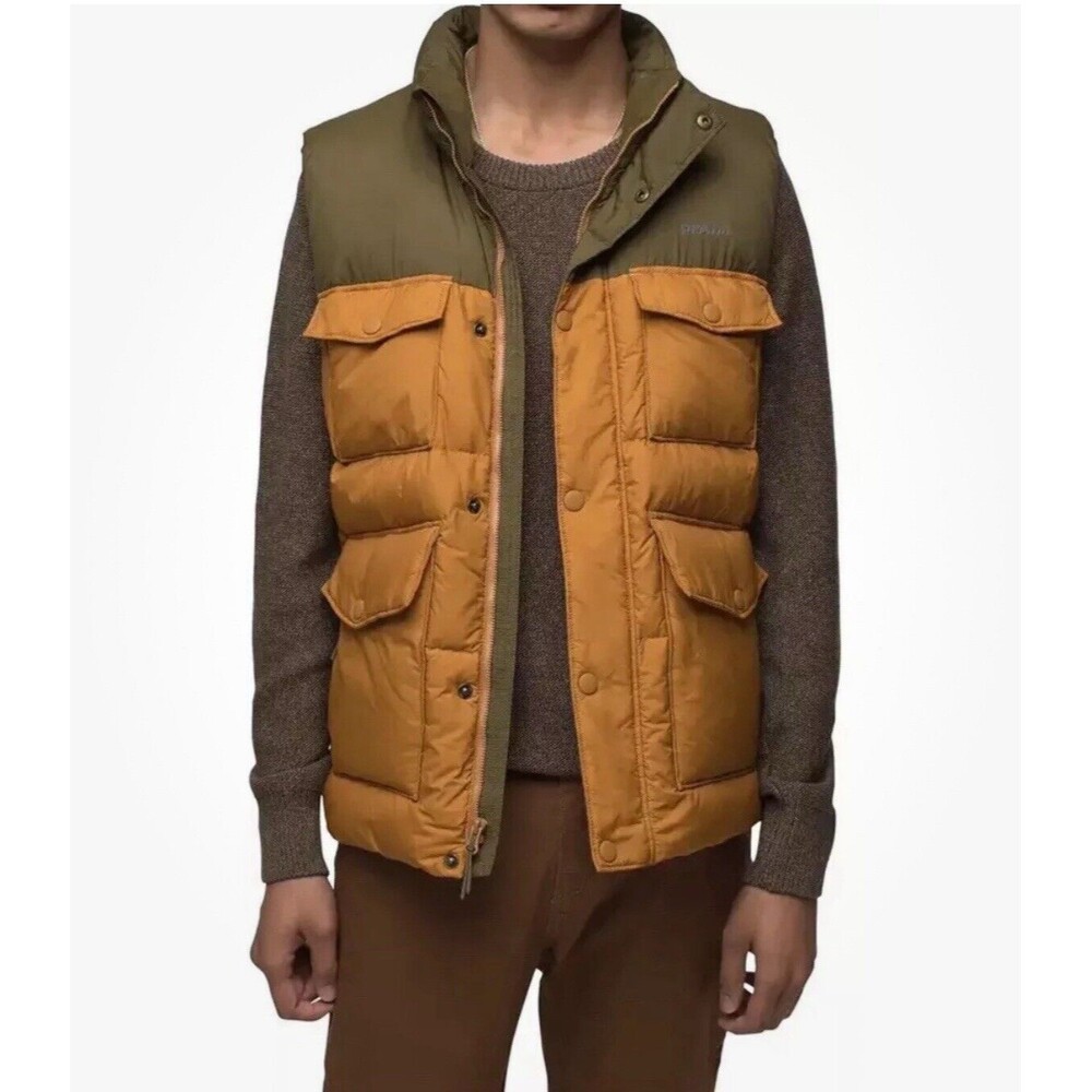 NEW prAna Mens Size Small Timber Trail Green & Acorn Duck Down Puffer Vest $185
